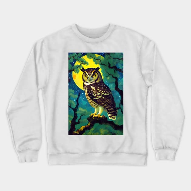 Owl Oil painting Crewneck Sweatshirt by soulfulprintss8